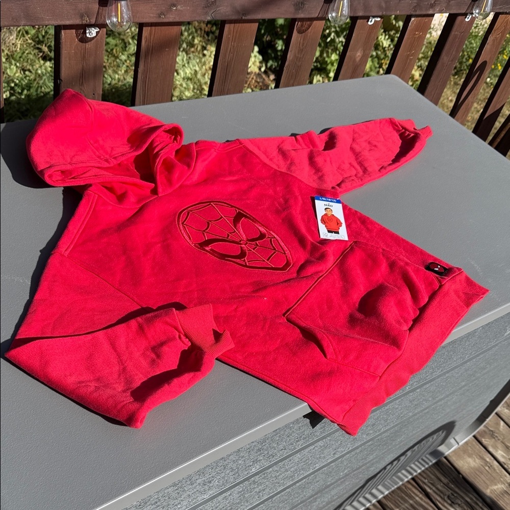 🍄10/12 boys Spider-Man Marvel Engine Red Spider Graphic Hoodie NWT